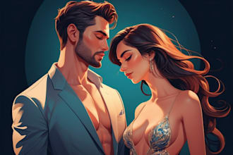 draw realistic vector art couple portrait illustration