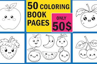 draw children coloring book pages, black and white drawing