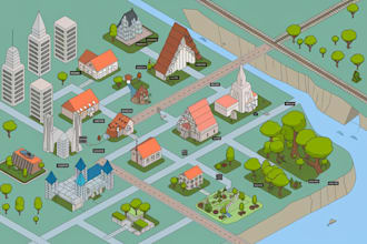 draw a unique vector or isometric map