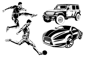 do silhouette, stencil, black and white illustration