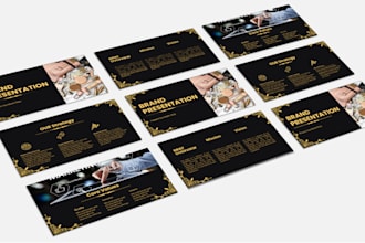 design brand presentation, promotional presentation market presentation on canva