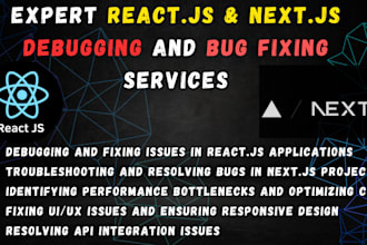 find, debug, and fix any issues or bugs in react js and next js website