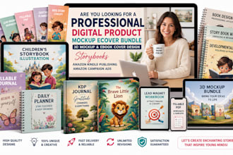 design digital product 3d mockup, fillable planner and journal, and ebook cover