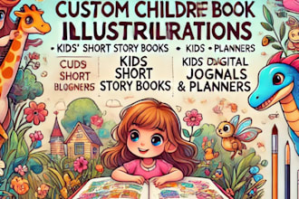 do fillable journal design, digital planner, children illustration amazon kdp