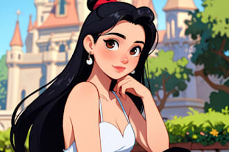 draw a cartoon portrait in my disney style