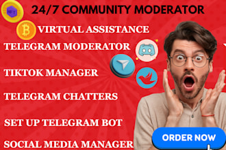 do meme coin telegram community moderator tiktok discord manager with 50 chatter