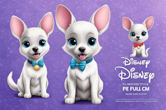 create a cute disney style pet portrait