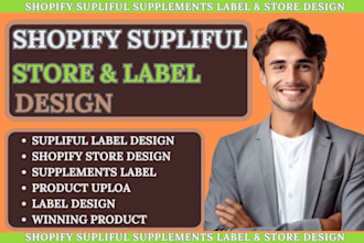 sellvia shopify supliful supplements label design, products upload via dsers