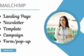 design mailchimp landing page, newsletter, template, email campaign, form