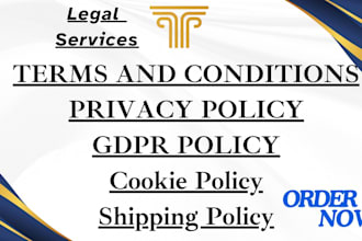 write privacy policy, gdpr policy, terms and conditions,refund,cookie policy