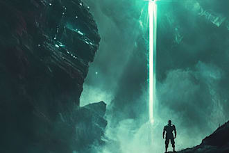 create professional sci fi character and book cover illustration