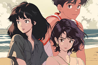 draw anime retro 80s 90s style illustration