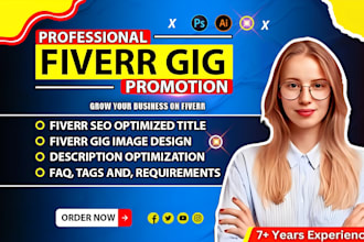 write, optimized fiverr gig description, gig image SEO, and profile promotion