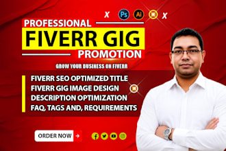 write, optimized fiverr gig description, gig image SEO, and profile promotion