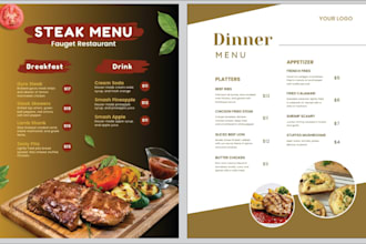 professionally design digital and creative resturant menu