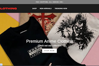 design anime clothing website anime shopify store manga dropshipping