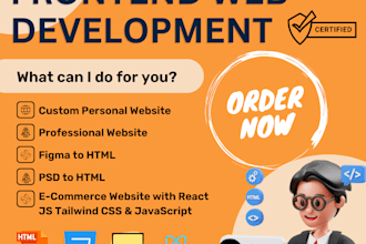 be your frontend web developer with html5 css3 javascript react