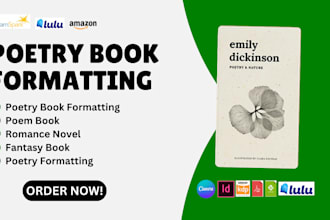 format, design poetry book, poem, self help, fiction ebook, children story book