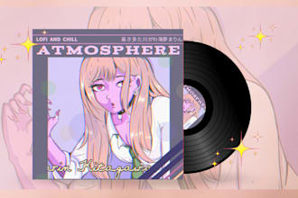 draw retro 80s anime for your album cover, music cover art