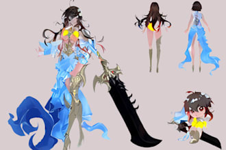 draw anime character reference sheet design oc vtuber reference sheet furry art