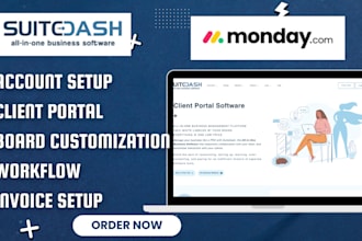 setup, automate suitedash client portal business management, monday, notion