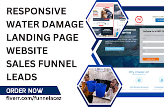 design water damage landing page website water proof service sales funnel leads