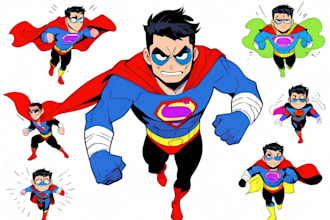 design comic book illustration superhero cartoon character design