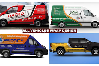 do unique car wrap, van wrap design, truck wrap, vehicle wrap, bus wrap design
