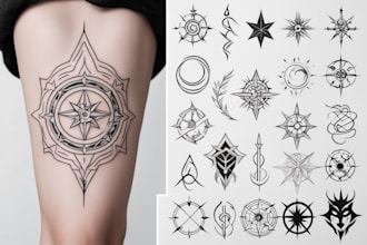 create your fantasy style minimalist tattoo