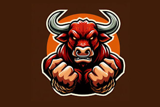 design eye catchy angry bull mascot logo in very short time