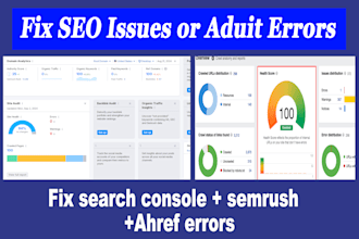 fix semrush, search console, ahref, moz, technical seo audit errors or issues