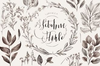 design boho hand drawn botanical feminine logo