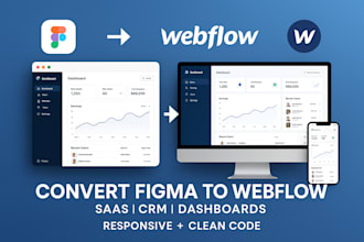 convert figma uiux to responsive webflow site for saas CRM and admin dashboards