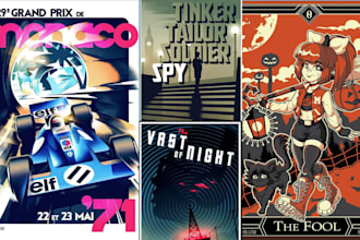 create vintage poster, retro, typography, sport, movie, event, film poster