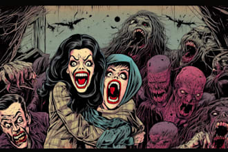 make illustration in distressed retro and comic art style