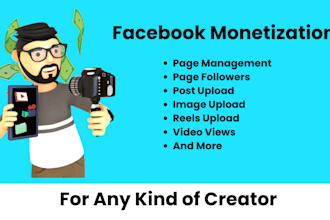 create fully facebook monetizable page with organic followers and views