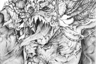 draw monster in pencil or ink