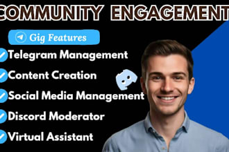 set up bot telegram discord moderator, community manager moderator  50 chatters