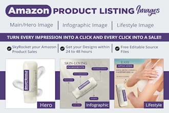 design amazon pictures, product infographics, and lifestyle listing pictures