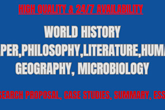 do world history paper,philosophy,literature,human geography, microbiology,essay