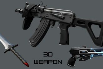 sculpt 3d game weapon, 3d game assets, 3d sword, 3d armor, 3d gun model