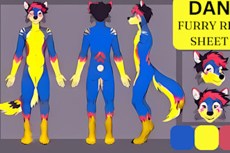 draw and design fursona reference sheet furry art vtuber ref sheet furry badge