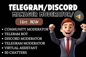 be discord , twitter telegram community moderator memecoin nft with 50 chatters