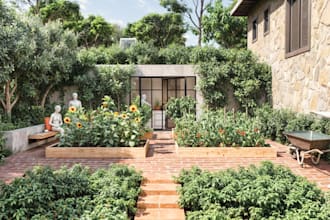 do a backyard design, 3d render