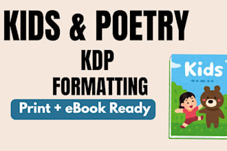 format your childrens book and poetry book for amazon KDP with toc