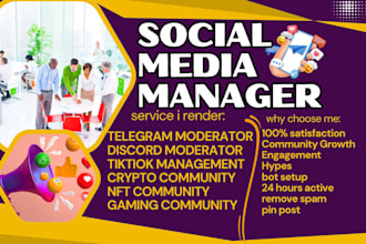 telegram discord twitter moderator solana memecoin community manager