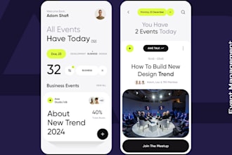 develop event management app, event booking app, conference app