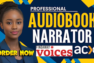 professionally do audiobook, book narration, female voice over, on acx, findaway
