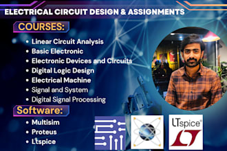 do electrical circuit assignments and design circuit on multisim,proteus,ltspice