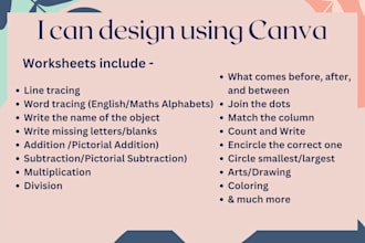design any educational kid worksheets
